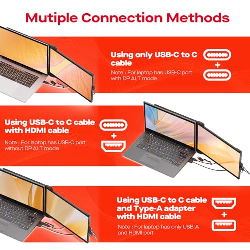 Image of MP Portable Monitor - 2026 Mobile Pixels Nexus 13.3 inch Laptop Screen Extender | IPS Ultra Slim Laptop Monitors, USB C /USB A /HDMI 1080P Monitor for 14 inch-17 inch Laptops, Windows /macOS /Android /Switch Compatible