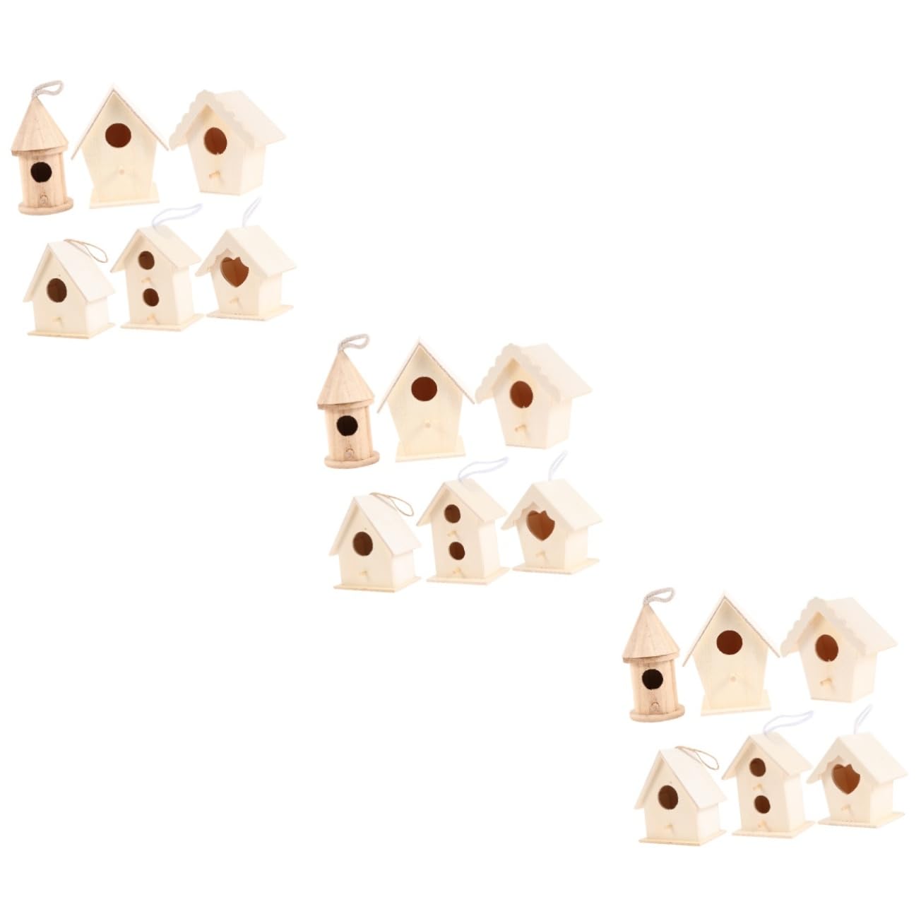 Tofficu 3 Set Pz Gabbie Per Uccelli Legno Per Diy Giocattoli Educativi Per Decorazioni Da Scrivania Kit Per Pittura E Stile 6 Pezzi * 3