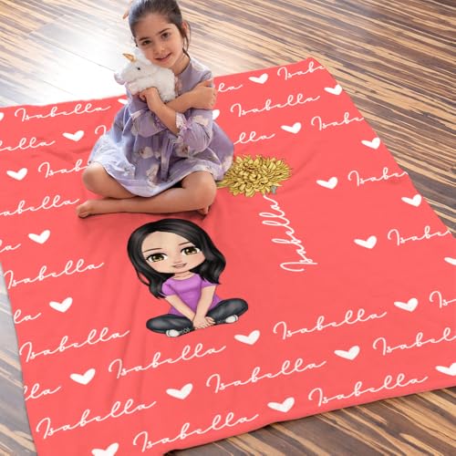 Idooodle Personalized Soft Blanket For Kids Custom Name And Cartoon Character Throw Blanket With Birth Flower Unique Christmas Birthday Gift For Kids thumb #4