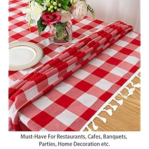 ShinyBeauty 54x84 Red & White Buffalo Plaid Tablecloth with Tassel | Rustic Checkered Cotton Table Cover for Dining, Picnics, Holidays | Wrinkle-Resistant & Easy Care ShinyBeauty 54×84 Red White Buffalo Plaid Tablecloth with Tassel Rustic Checkered Cotton Table Cover for Dining Picnics Holidays Wrinkle Resistant Easy Care