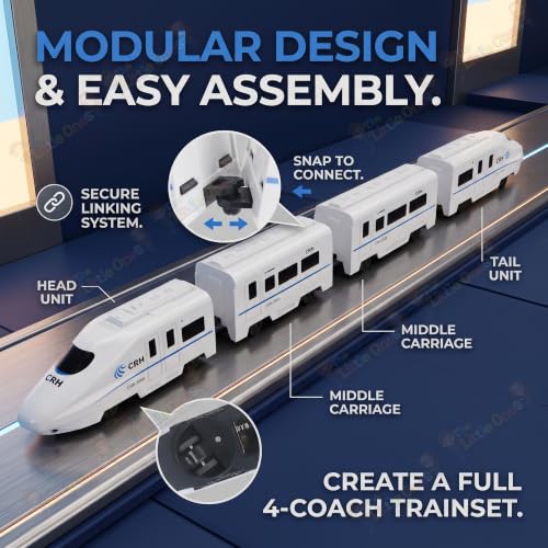 Image of The Little Ones Remote Control Train Set - RC Toy Train with Track Set for Kids Boys & Girls Train Set Toys with Light Sound & Spray Flashing Light, DIY Educational Track Set Gifts [Speedy Rail]