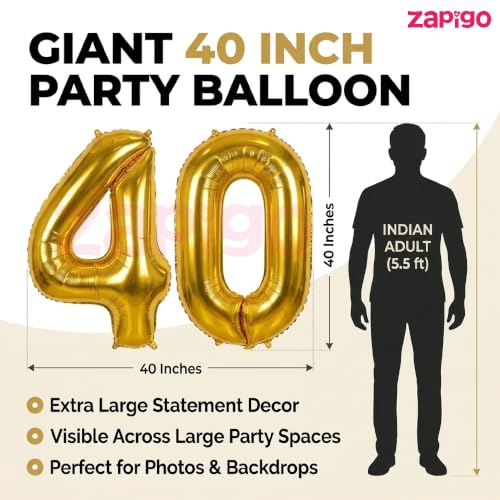 Image of Balloonistics Gold 40-Inch Foil Number 20 Balloon with Matching LED Marquee Light - Combo Set for 20th Birthday, Anniversary, Party Decoration, Photo Booth Backdrop, Cake Table Decor