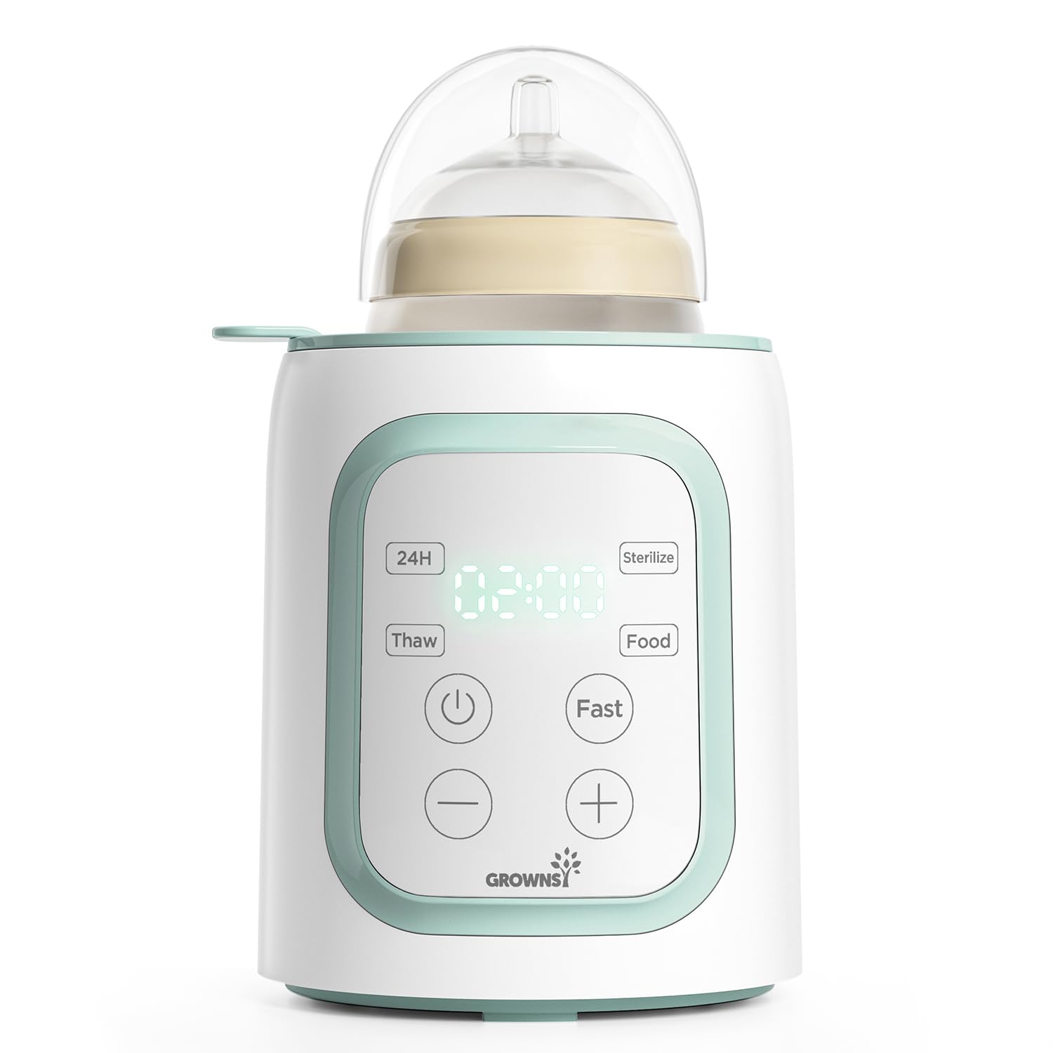 Grownsy Scaldabiberon 10-in-1 Veloce con Timer per Latte Materno o Formula, Controllo Preciso della Temperatura, Funzioni di Scongelamento, Sterilizzazione, Mantenimento Caldo e Riscaldamento Pappe