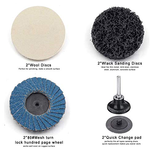 Sanding Discs Set 80 Pcs YUFUTOL 2 inch Roloc Quick Change Discs with a 1/4 inch Holder,Surface Conditioning Discs for Die Grinder Surface Prep Strip Grind Polish Burr Finish Rust Paint Removal - Thumbnail 4