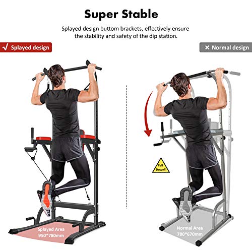 Bronze Times Power Tower Pull Up Workout Dip Station Adjustable Dip Stands Multi-Function Home Gym Strength Training… - Image 7