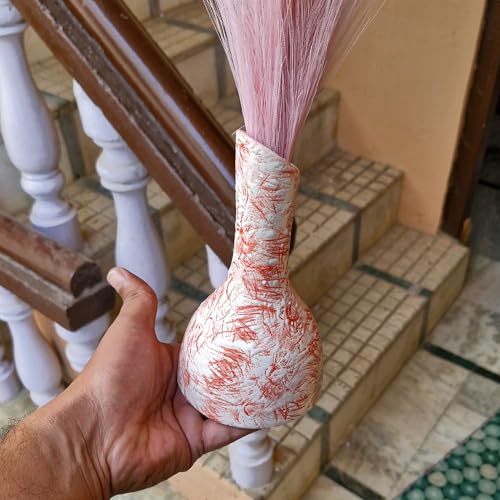 Image of Unique 8 Inches Heart Design Ceramic Vase for Living Room & Home Decor (8 Inches), Pampas Grass Heart Ceramic Vase for Living Room, Kitchen, Garden, Vases for Home Decor (Set of 3 Vases)