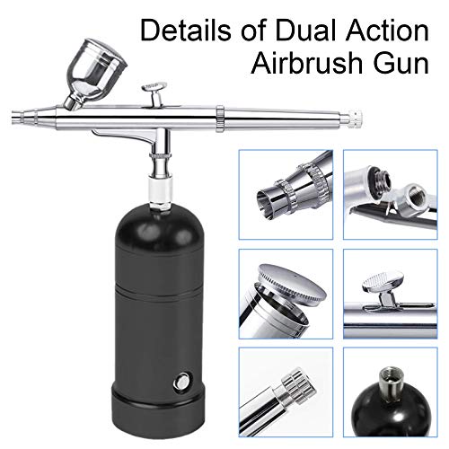 Portable Airbrush Kit with 6cc 20cc 40cc Cup,Cordless Air Brush with Rechargeable Mini Air Compressor,Replaceable 0.4mm Nozzle Needle Cap and Cleaning Brush for Makeup,Model Making,Cake Decoration