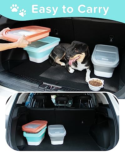 Ddmommy 13 Lbs Dog Food Storage Container - Collapsible Dog Food Container With Sliding Lid, Measuring Cup And Silicone Bowl, Pet Food Storage Containers For Dog, Cats And Other Pet (Blue White) #TOP5