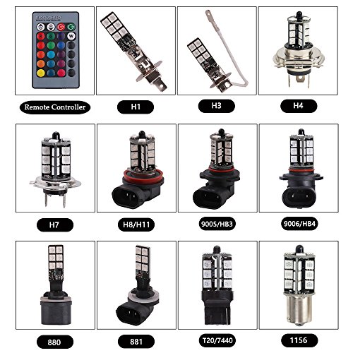1797 H11 H8 H16(Jp) H9 Led Rgb Fog Lights Bulb Amber Yellow White Multicolor 16 Color Changing Switch Kit Strobe Lamp Bulbs For Car Trucks Remote Control 12V 5050Smd Replacement Pack Of 2 #TOP6