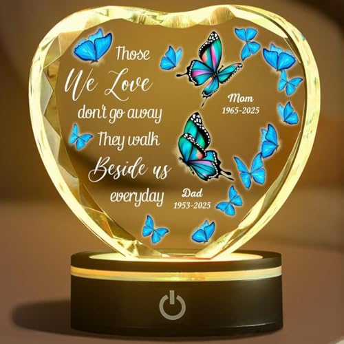 GEEOWL Personalized Memorial Crystal LED Light – Custom Remembrance Gift for Loss of a Loved One – Elegant Keepsake Tribute Light