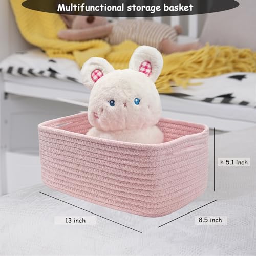 Image of COMFY-HOMI 13 inch x 8.5 inch x 5.1 inch Storage Baskets for Organizing | Cotton Rope Woven Basket | Toy Storage Bin Box | Basket for Shelves, Closet Organizer Bin, Decorative Closet Shelf, 3 Pack