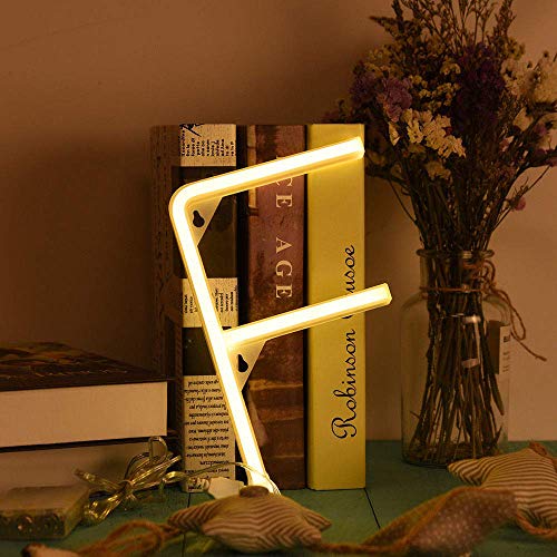 Image of ENUOLI Warm White Letters Neon Lights Night Lamp LED Alphabet Neon(F) | Marquee Art Lights Best Wall Decor Light up Sign for Kids Home Decorative Bar Club Festival Christmas Birthday Wedding Party