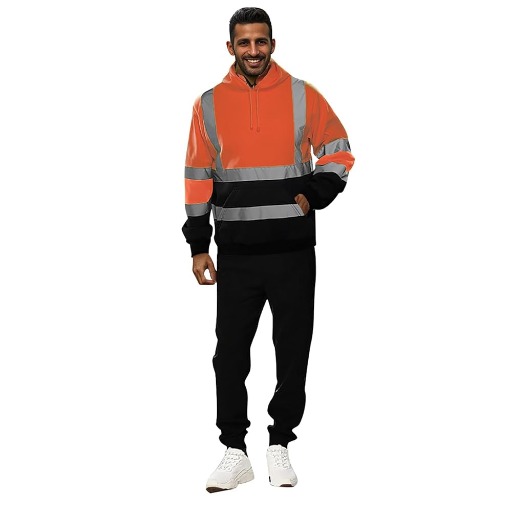 Tuta riflettente con cappuccio antipioggia giacca da lavoro da uomo  antivento e impermeabile con strisce catarifrangenti, felpa da jogging da  lavoro, abbigliamento da lavoro, Arancione-40, L : Amazon.it: Moda