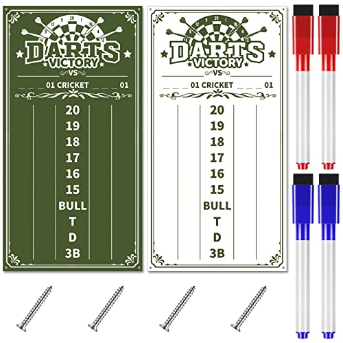2 Pcs Acrylic Dart Scoreboard White And Green Game Scoreboard Dry Erase Scoreboard Dart Score Keeper With 4 Dry Erase Markers For Cricket And 01 Dart Games, 15 X 7.8 Inches #TOP27