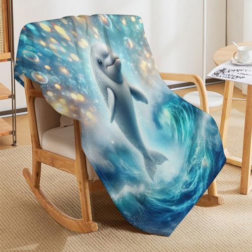 Manta de forro polar con delfín franela suave para cama 140x180 cm 5