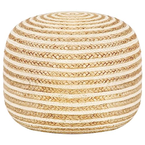 Pouf en jute tressé main 45x30 cm pour salon bohème - 2