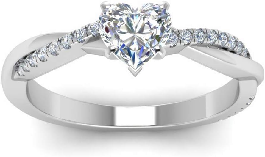 Blocaci 1-1/4 Carat (ctw) Heart Moissanite Engagement Rings for Women Name Custom Personalized 10K 14K 18k Gold Wedding