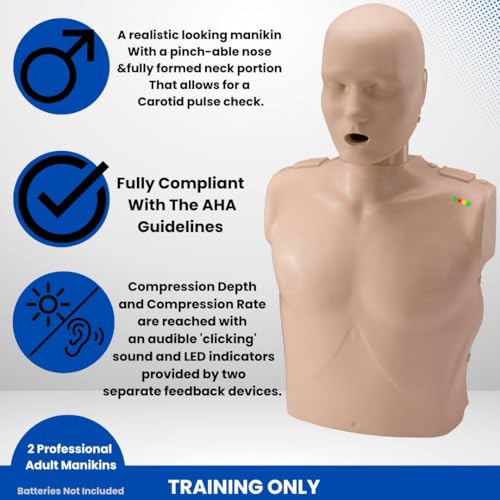 PRESTAN CPR Manikin and One Infant CPR Manikin Training Kit w/AED Trainers and Accessories, Medium Tone, MCR Medical