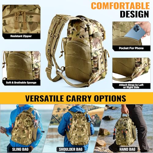 Image of PLUSINNO Fishing Gear,Fsihing Backpack with Floating Fishing Net,Tackle Boxes,Waterproof Fishing Tackle Bag,Fishing Gifts for Men