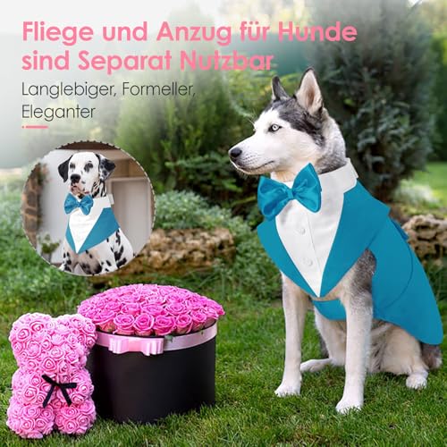 AOFITEE Hunde-Smoking mit Halstuch, Hunde-Kostüm für Hochzeit, Weihnachten, Halloween, mit Kragen mit abnehmbarer Fliege, für große Hunde