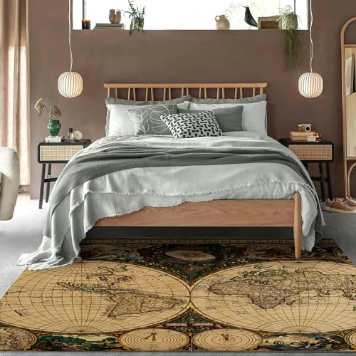 Tapete vintage mapa mundial 5x7 para interior miniatura 3