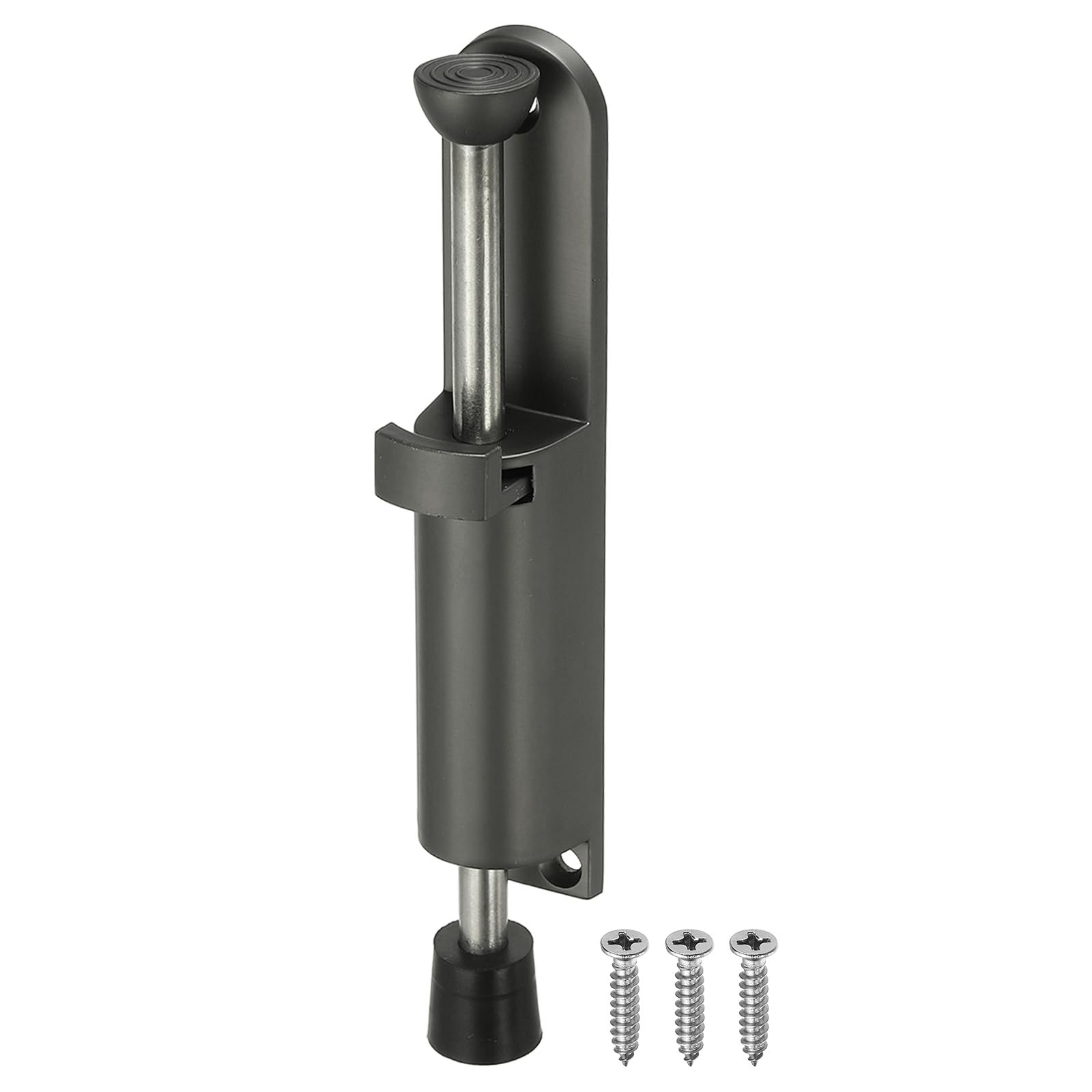 sourcing map Kickdown Door Stop, Zinc Alloy Spring Loaded Telescopic Step On/Off Adjustable Heavy Duty Foot-Operated Door Stop Holder for Ground Gap 0-45mm, Gray — image 1