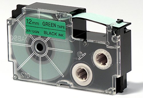 Image of Casio XR-12GN1 Label Printer Tape (Black and Green) & Casio XR-12WE1 Label Printer Tape (Black and White)