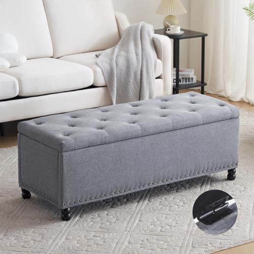 Amazon.com: Busaurus Storage Ottoman Bench 50.2 Inches, Upholstered End ...