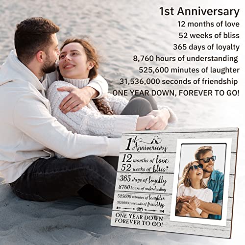 Benecharm 1St Anniversary Picture Frame - 1St Anniversary Wedding Gifts For Couple, Anniversary Marriage Gifts For Him, Her, Husband And Wife - 1 Year Of Marriage, Fits 4X6 Inches Photo #TOP1