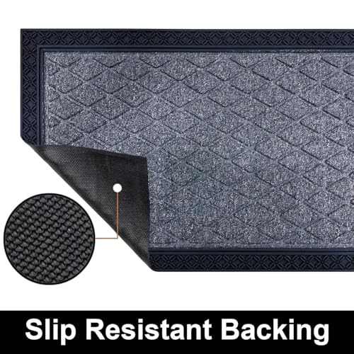 Image of Luxe Home Door Mats for Home Natural Coir Mat Anti-Slip Entrance Rug with Rubber Backing for Indoor and Outdoor Use (40x60 cm) Grey