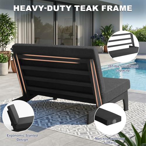 Image of Pia Ricoo 1-Piece Patio Furniture Set, Outdoor Loveseat with 4.5-Inch Thick Cushions, All-Weather Outdoor Sofa for Backyard, Deck, Lawn - Drak /Dark