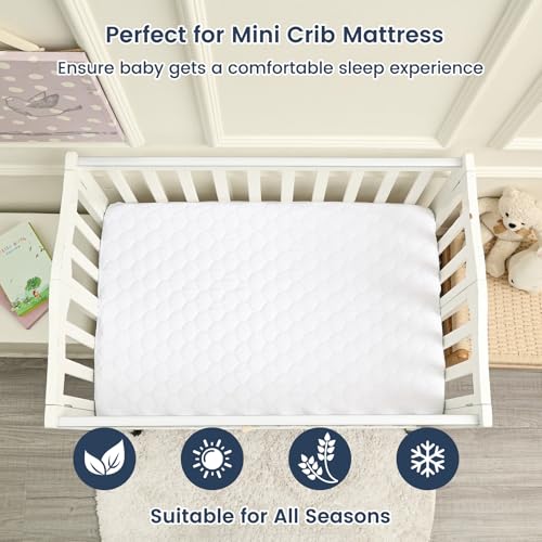 Image of david's kids 2 Pack 38''x25'' Waterproof Mini Crib Mattress Protector, Fitted Pack N Play, Playard and Mini Crib Mattresses, Ultra Soft Breathable Pad Cover for Boys Girls Neutral, White