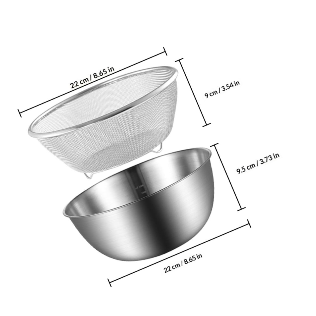 Set de 2 Passoires en Acier Inoxydable Égouttoir à Aliments, Bords Lisses, Poignées Doubles, pour Légumes et Préparation Cuisine