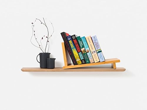 Miniatura 8 de S&A WOODCRAFT Estantería de madera de escritorio con sujetalibros de madera, estante organizador de escritorio y estante de exhibición con extremos