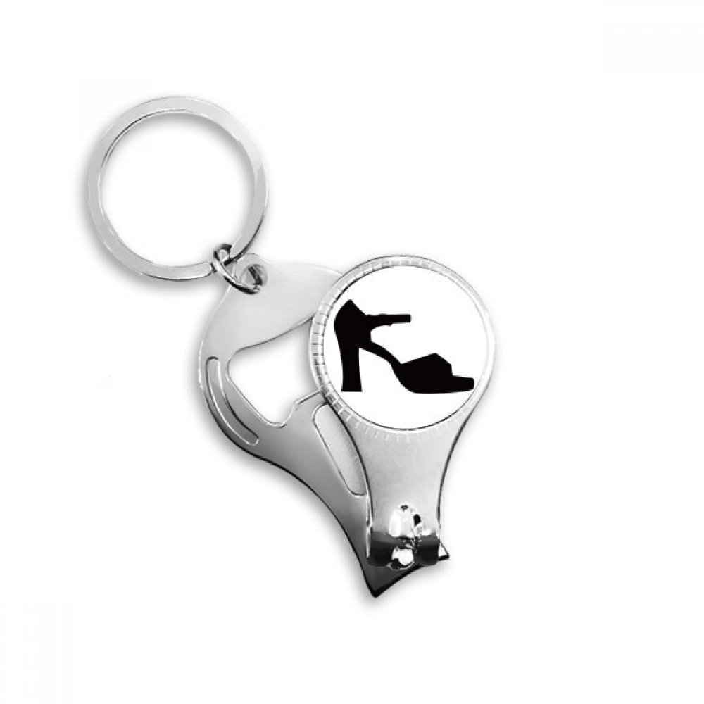 Décapsuleur porte-clés coupe-ongles haut talons silhouette noire motif chaîne métal
