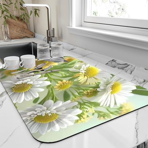 Image of Dish Drying mat for Kitchen Water Absorbent mats for Kitchen Utensils Large Dry mat for Kitchen Utensils Drying mat Water Absorbent mats for Kitchen Large Size 58x38cm (Design 7)