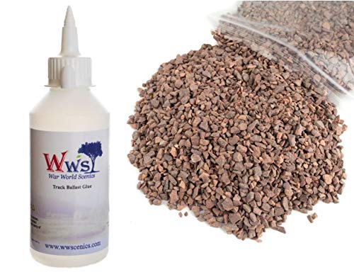 War World Scenics Kit 1kg Pietre da Massicciata Rosse Medie & 500ml Colla per Massicciata - Modellismo Ferroviario Diorama