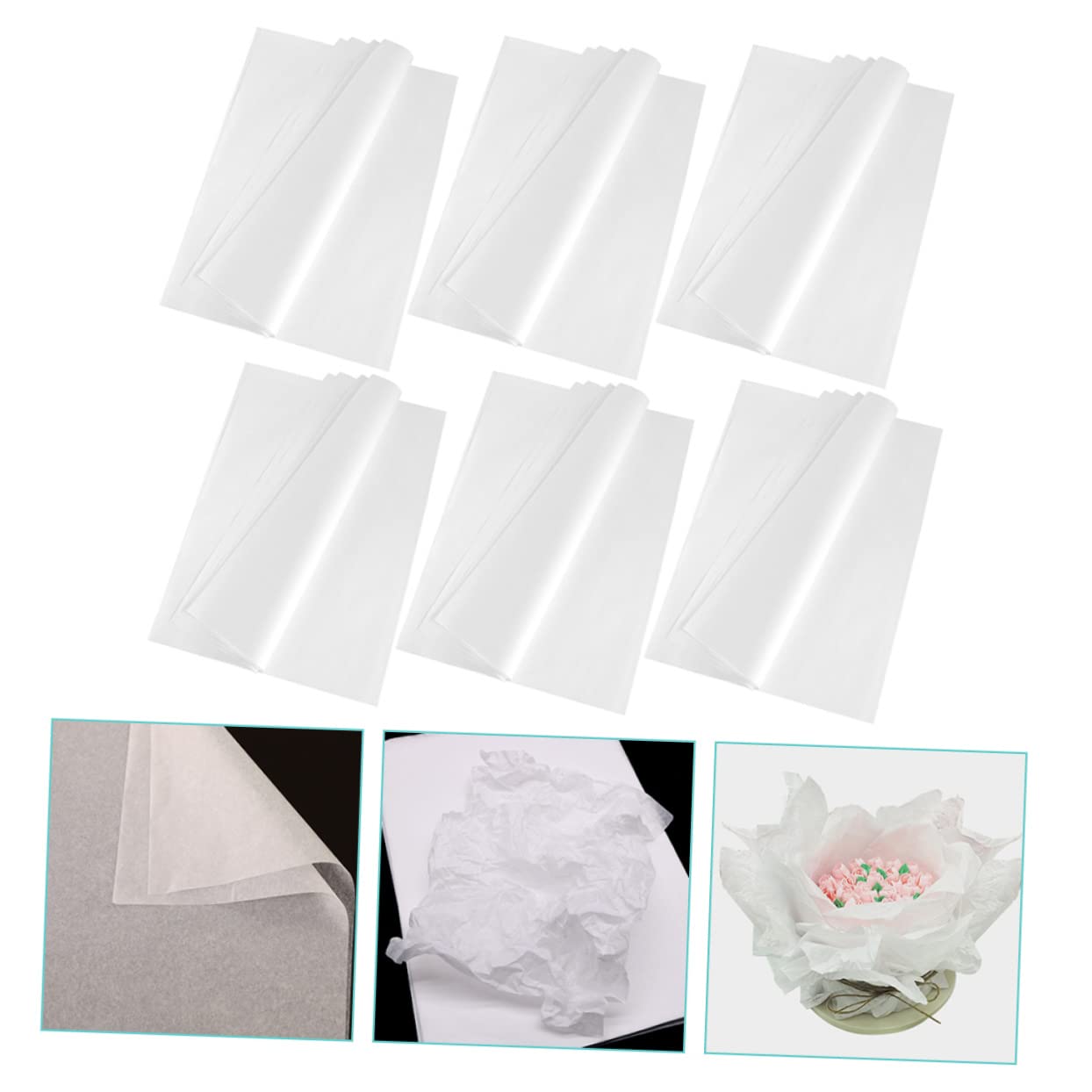 Papier do pakowania kwiatów, 1000 arkuszy, półprzezroczysty papier do kopiowania, A5, kwiatowy papier, okłady kwiatowe, prezent, materiał do pakowania kwiatów (biały eks 5 szt., 0,01 x 21 x 29,7 cm x