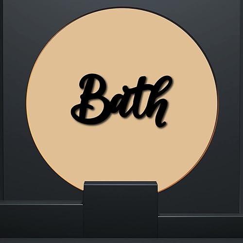 Miniatura 5 de CREATCABIN Letrero de madera para baño, decoración de baño, letras negras cortadas con láser, arte de pared rústico sin terminar, decoración