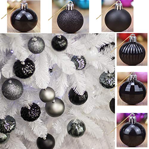Kerstballen Boom Ornamenten 36 Stuks Kerstboom Versiering set plastic Kerstballen Ornamenten Kerstboom Ballen Tot Ø 4 CM (Zwart) - Afbeelding 4