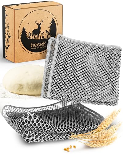 besok 2er Set Teigreinigungstuch für hartnäckige Teigrückständen beim Brot backen Teigentferner als Brot-backen Zubehör Teigtuch als Reinigungstuch aus strapazierfähigem Polyester Netztuch