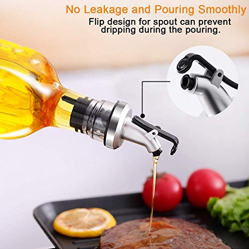 GMISUN Olive Oil Dispenser Bottle,Cooking Oil and Vinegar Cruet Set with 17oz Oil Container Glass Caraf,Stainless Steel Funnel,Oil Pour Spout,Label,3Pack,Clear