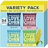 LOVE CORN Variety Pack (6 Sea Salt, 6 BBQ, 6 Salt & Vinegar, 6 Sour Cream & Chive 20g) – Healthy Snacks Ideal for Gluten Free & Vegan Diets – Low Sugar Alternative for Crisps and Mixed Nuts