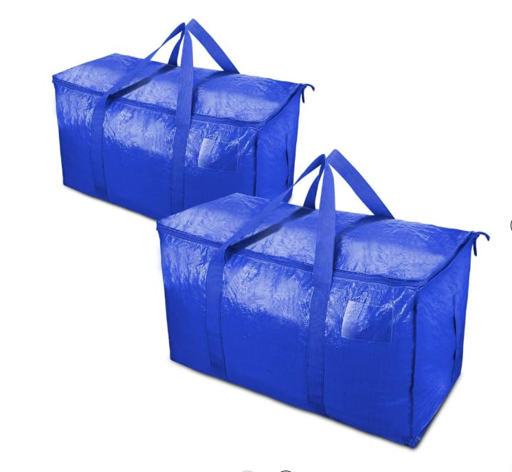 OLGRI Extra Large Moving Bags with Zippers,Moving Bags, Moving Supplies, Moving Boxes, College Storage Boxes,?hristmas storage.(set of 2)