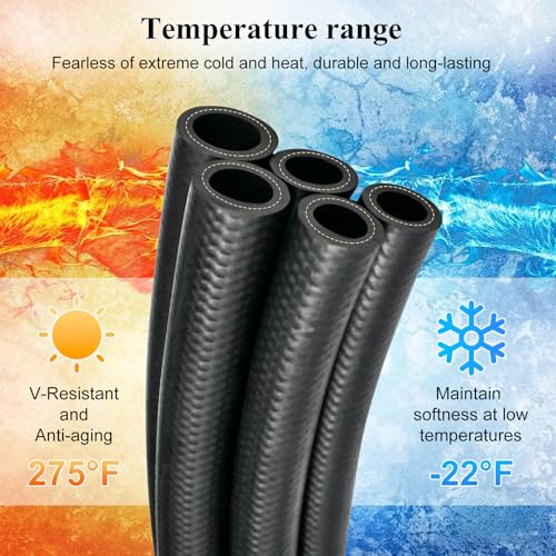 Image of smseace 45Pcs 5Ft 5-Size Fuel Line Hose Kit - 3 /8 Inch 1 /2 Inch 5 /16 Inch 1 /4 Inch 3 /16 Inch ID NBR Rubber Fuel Hose with Hose Clamps for Small Engines Automotive Replacement Fuel Hoses