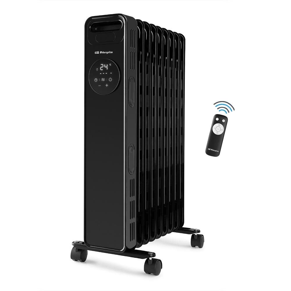 Orbegozo RAD 2010 - Radiador de aceite, 3 potencias, temporizador, pantalla LED, asa, mando a distancia, protección sobrecalentamiento, 2000 W