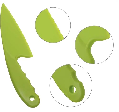 Miniatura 4 de RHY Juego de 3 cuchillos de cocina de plástico de 3 colores, 3 tamaños, cuchillo de nailon para niños, cuchillos de cocina de seguridad para niños,