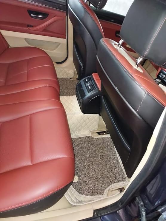 Image of 7D Car Floor Mat Compatible for Mahindra XUV-400|Luxury Leatherette with Grass Car Floor Mat| 100% Waterproof & Washable|Complete Set |Color-Beige