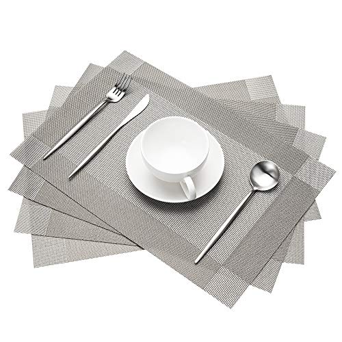 STELLAIRE CHERN Placemats for Dining Table Washable Woven Vinyl PVC Placemats Non-Slip Heat
