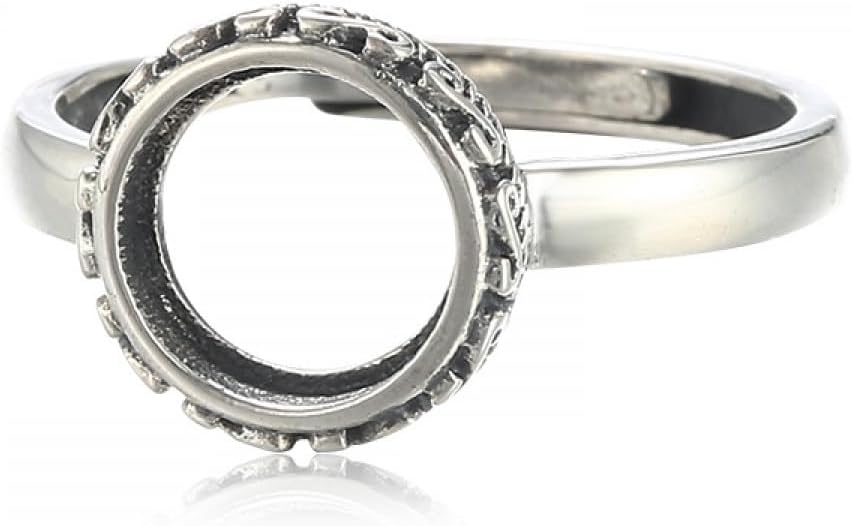 925 Sterling Silver Adjustable Blank Ring Settings Fit 8/10/11/12/13/14MM Cabochon Blank Round Bezel DIY Rings for Jewelry Making Supplies